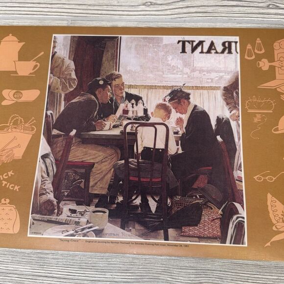 Norman Rockwell Saturday Evening Post Laminated Placemats Set Of 4 Vintage 1973 - Picture 3 of 16